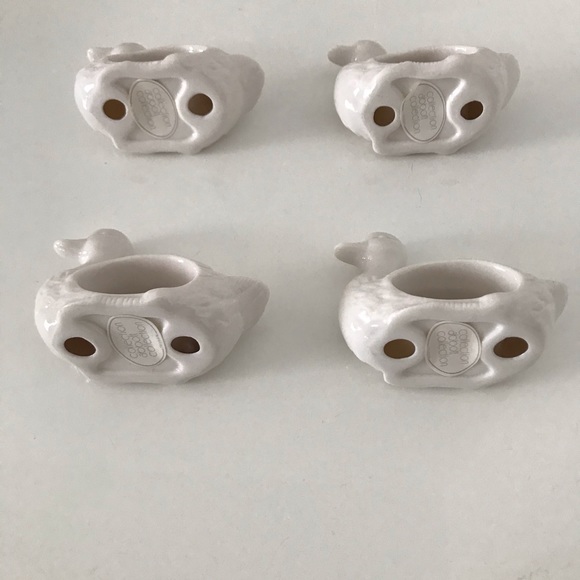 4pc NWB Vintage White Porcelain Duck Napkin Rings - Picture 5 of 10